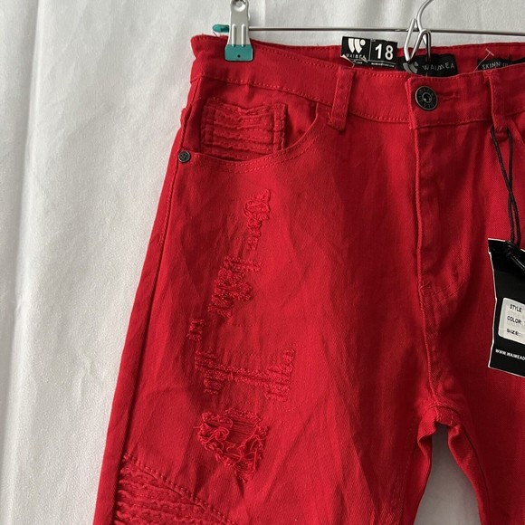 Waimea Men's Tango Red Skinny Fit Jeans Junior W28x29 Distressed Jeans - Picture 5 of 13